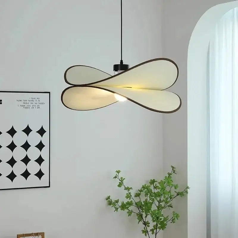 Suspension design tissu blanc forme organique moderne

