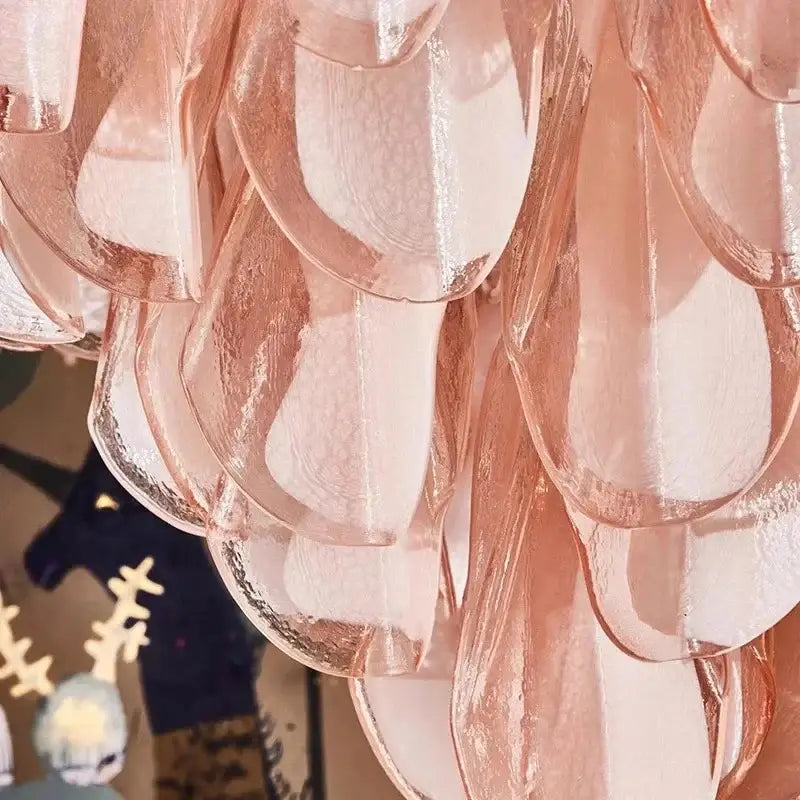 Suspension verre pétales luxe décoratif élégante rose chic