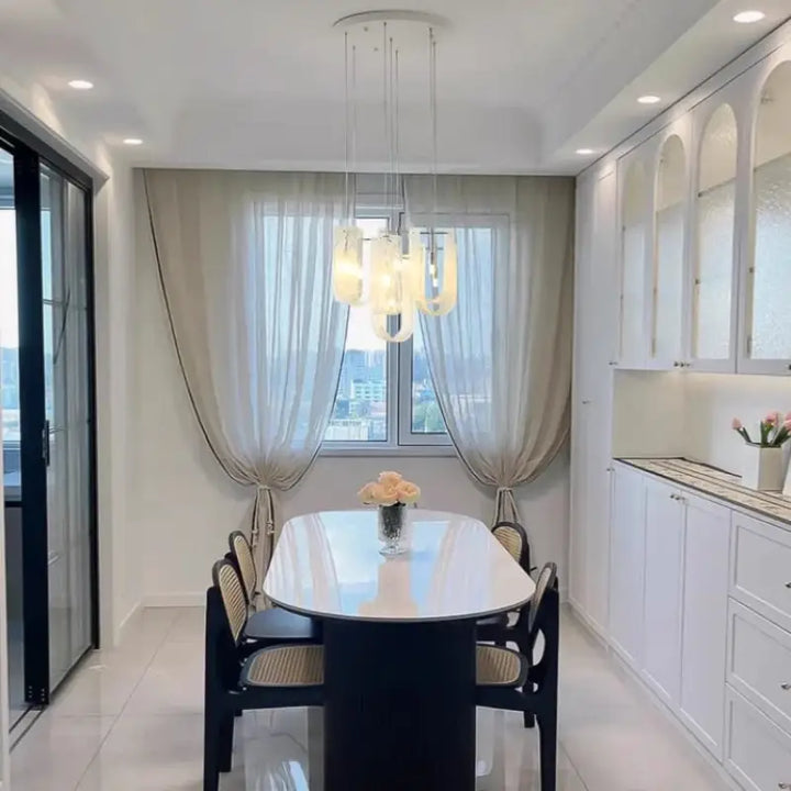 Suspension Design Verre Soufflé Blanc Et Transparent Moderne