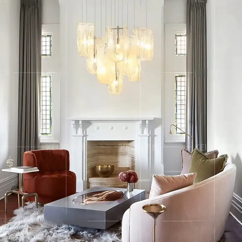 Suspension Design Verre Soufflé Blanc Et Transparent Moderne