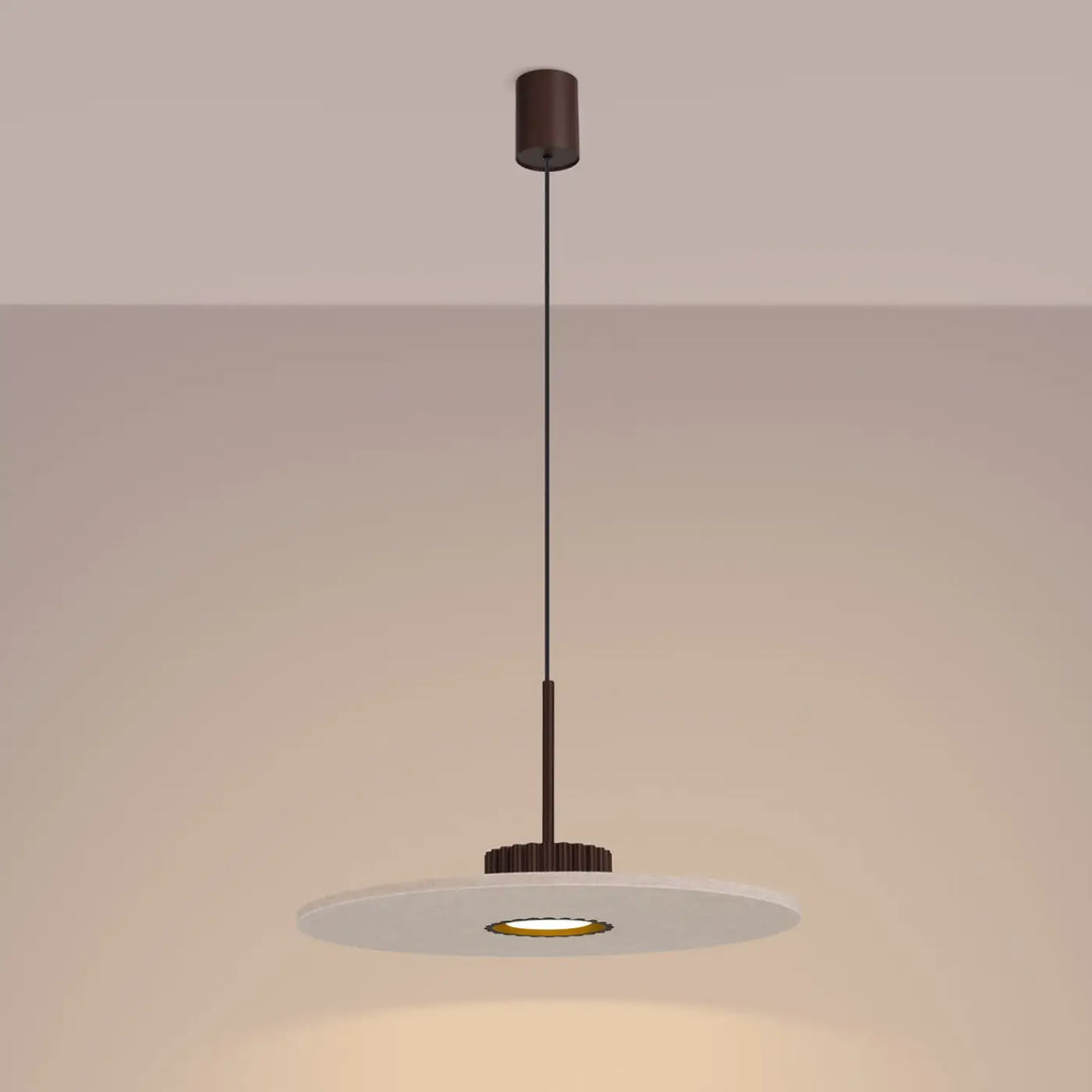 Suspension marron/beige allumée