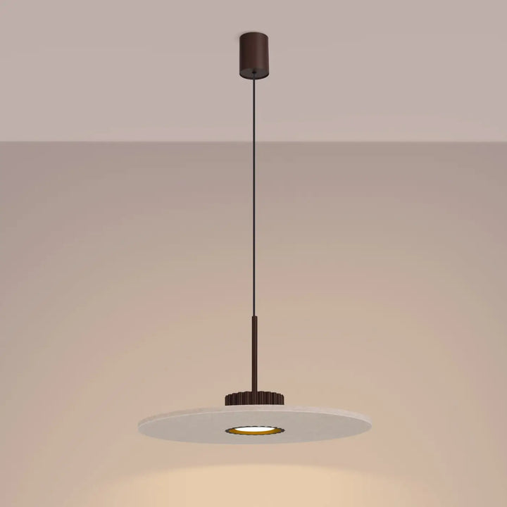 Suspension marron/beige allumée