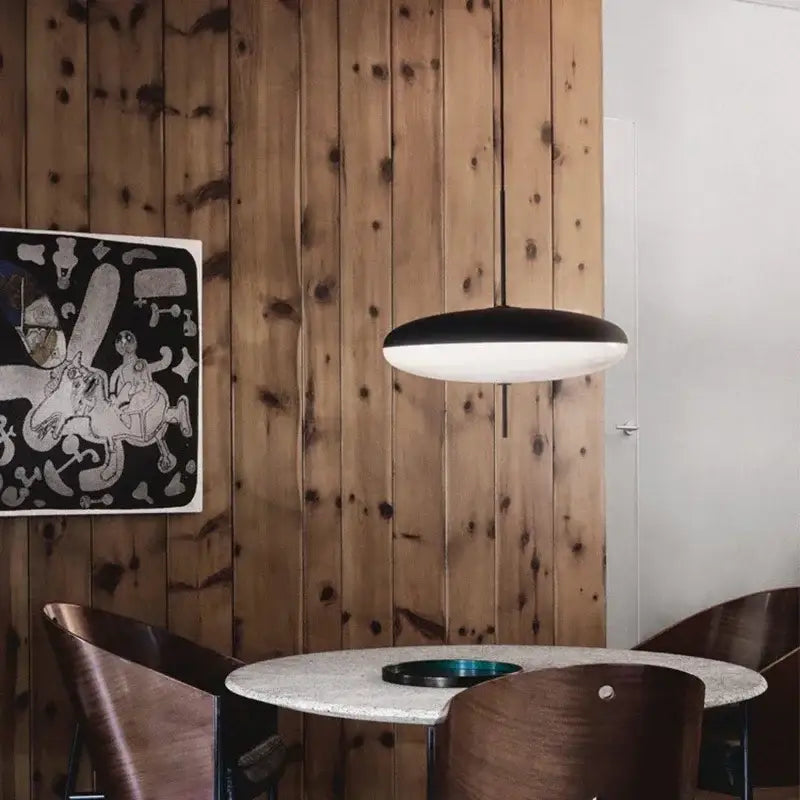 Suspension Disque LED Moderne Minimaliste Noire Et Blanche

