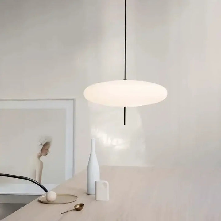 Suspension Disque LED Moderne Minimaliste Noire Et Blanche


