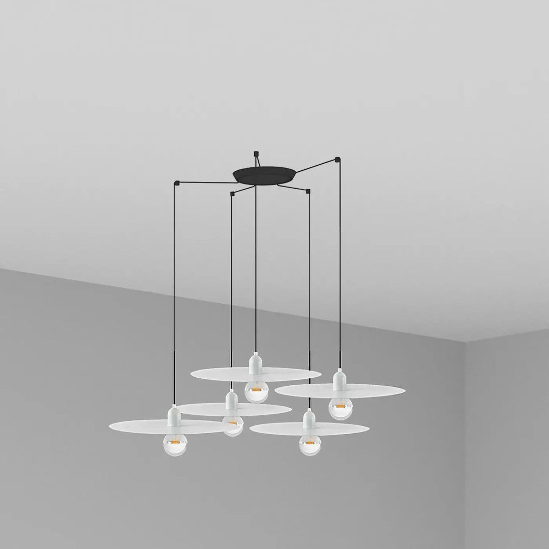 Suspension Plat blanche 5 lumières de Faro Barcelona