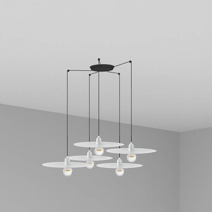 Suspension Plat blanche 5 lumières de Faro Barcelona