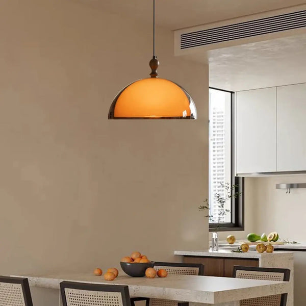 Grosse Suspension Métal Orange 38 Cm - Style Industriel Vintage Loft - Abat-jour