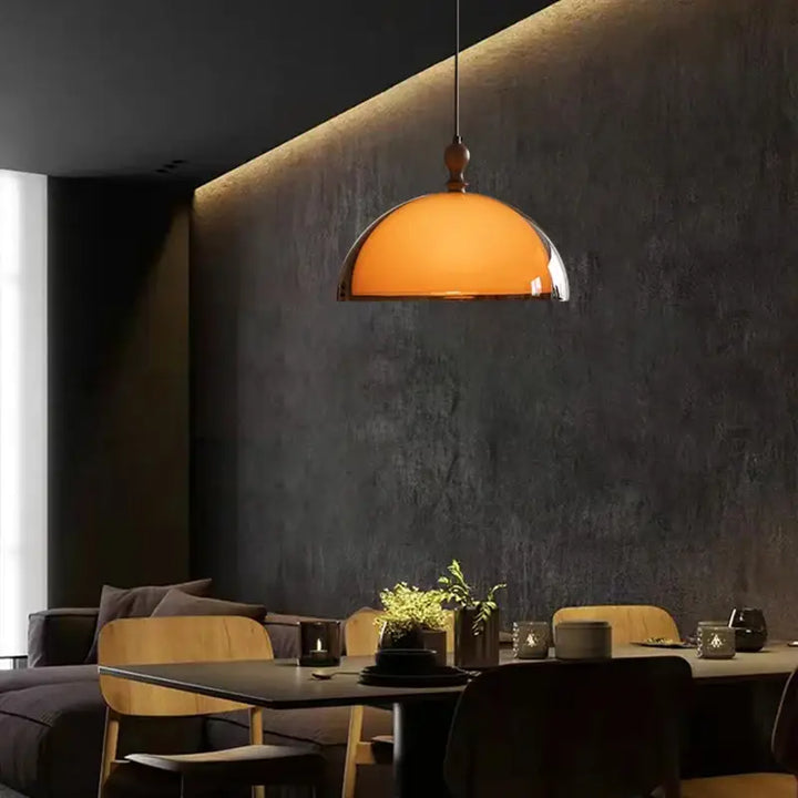 Brown Acrylic Lampshade Pendant Light With Dark Wood E27 Bulb For Dining Room Bar Bedroom Wire Adjustable