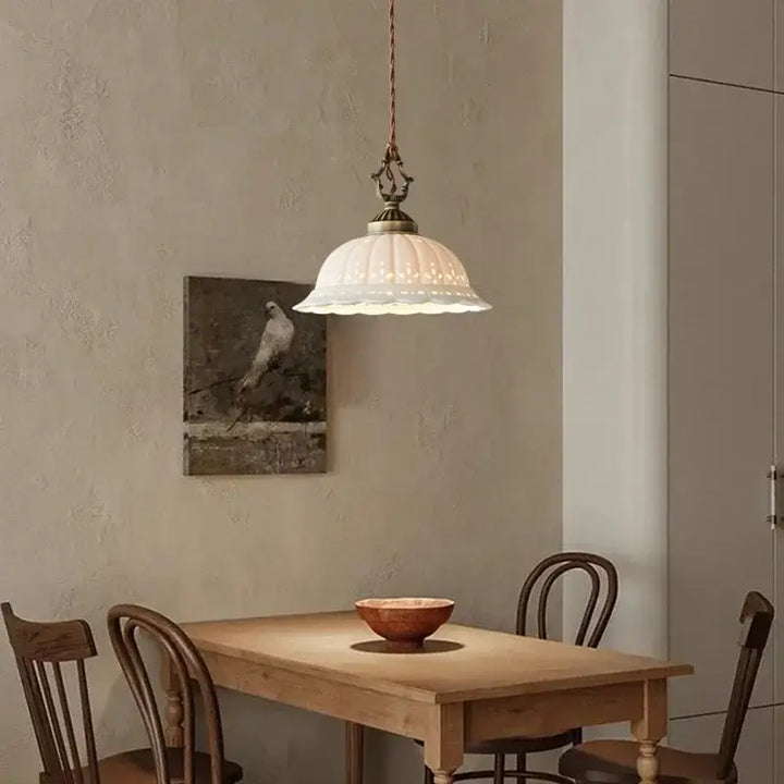 Vintage White Ceramic Pendant Light Old Copper Dining Room Bar Bedroom Lamp E27 Bulb Dropshipping Wire Adjustable Room