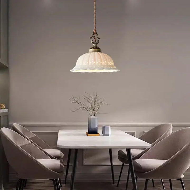 Vintage White Ceramic Pendant Light Old Copper Dining Room Bar Bedroom Lamp E27 Bulb Dropshipping Wire Adjustable Room