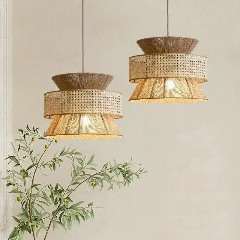 Vintage Wabi Sabi Handmade Hemp Rope Chandelier B&b Restaurant Bar Cafe Dining Room Led Pendant Lights Hanging Lamp