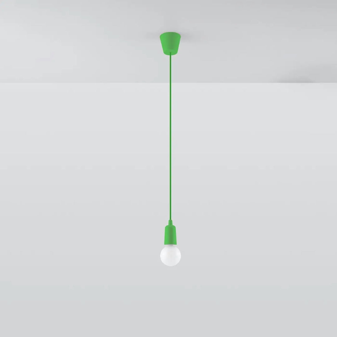 Suspension Luminaire vert éteinte, vue rapprochée
