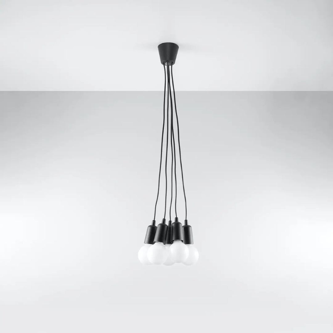 Suspension Luminaire noir éteinte, vue rapprochée