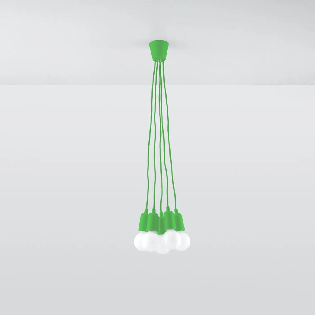 Suspension Luminaire vert éteinte, vue rapprochée
