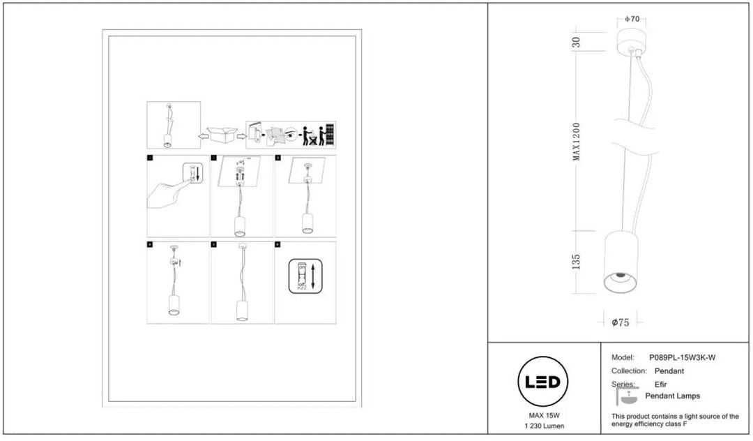 Suspension efir blanche avec abat-jour cylindrique et chaîne réglable pour l’éclairage d’un îlot p08bpl-15w3k-w