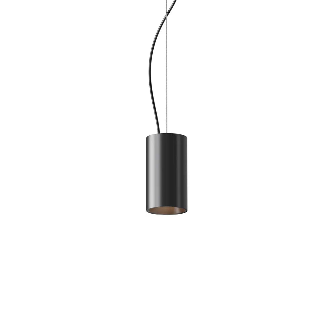 Suspension efir cylindre noire avec intérieur cuivré mate idéale pour suspension d’un îlot ou au-dessus d’un îlot