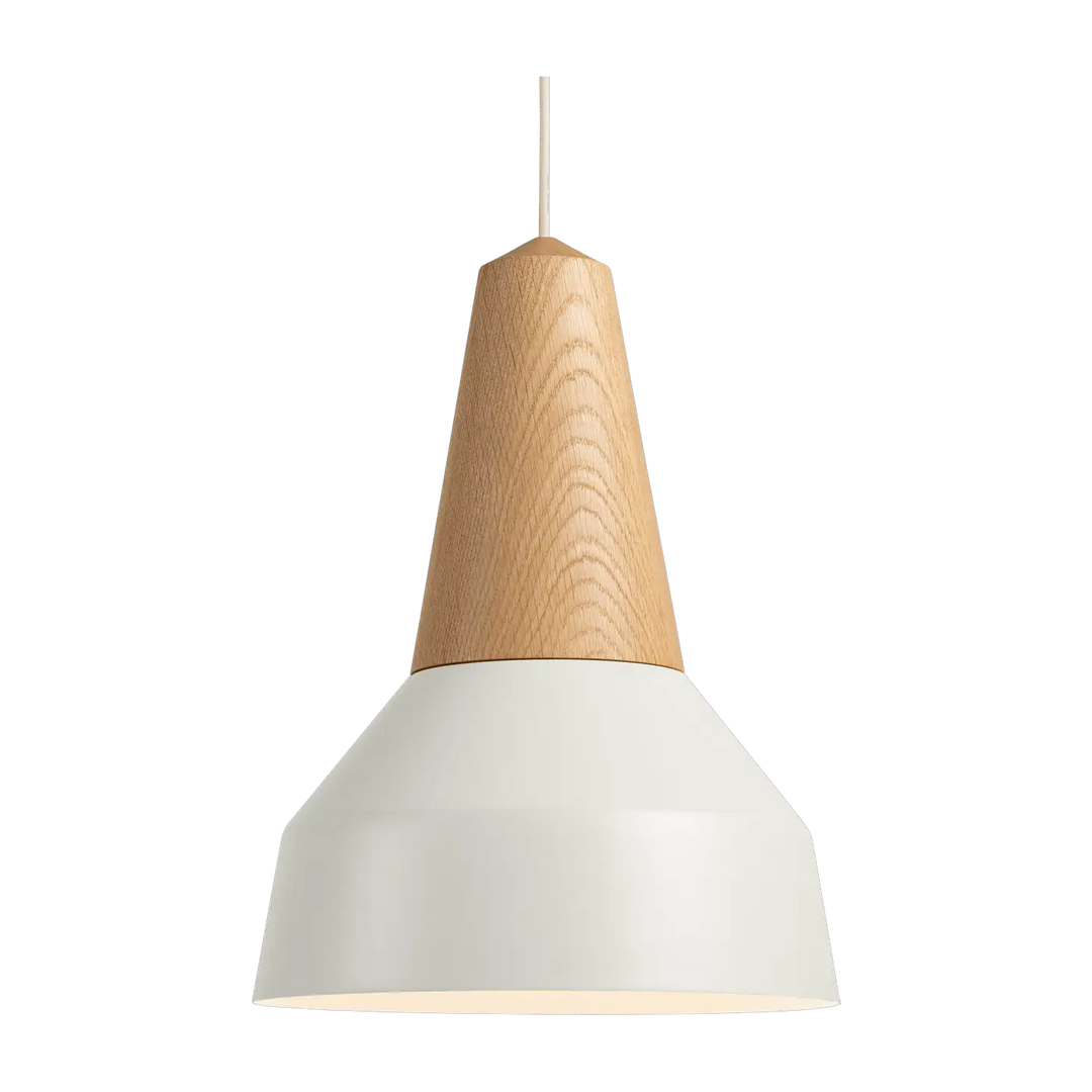 Suspension Eikon Basic en chêne avec abat-jour blanc #couleur_blanc