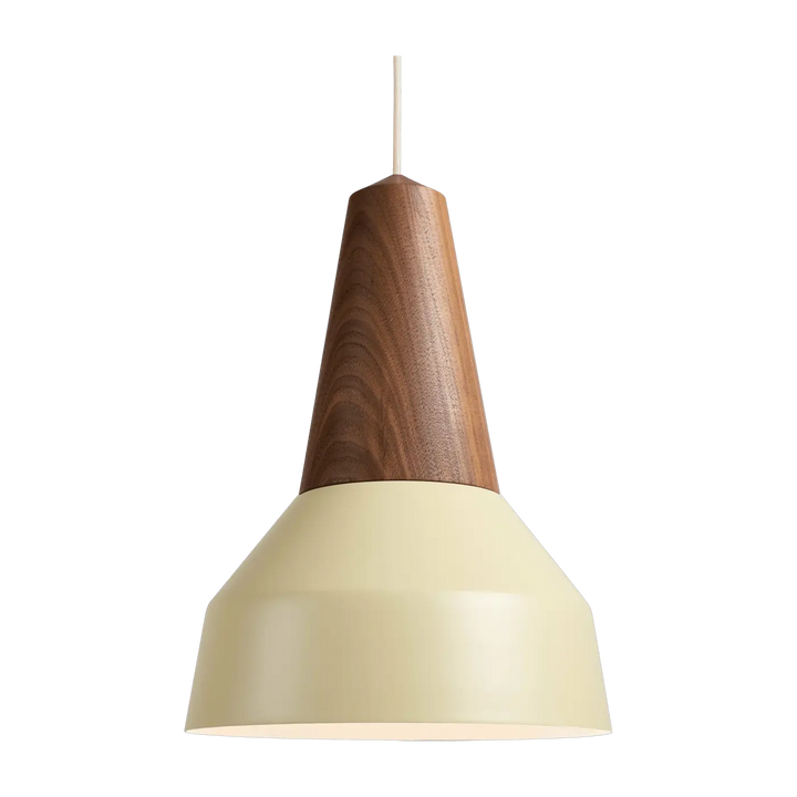 Suspension Eikon Basic en noyer avec abat-jour couleur cire #couleur_beige