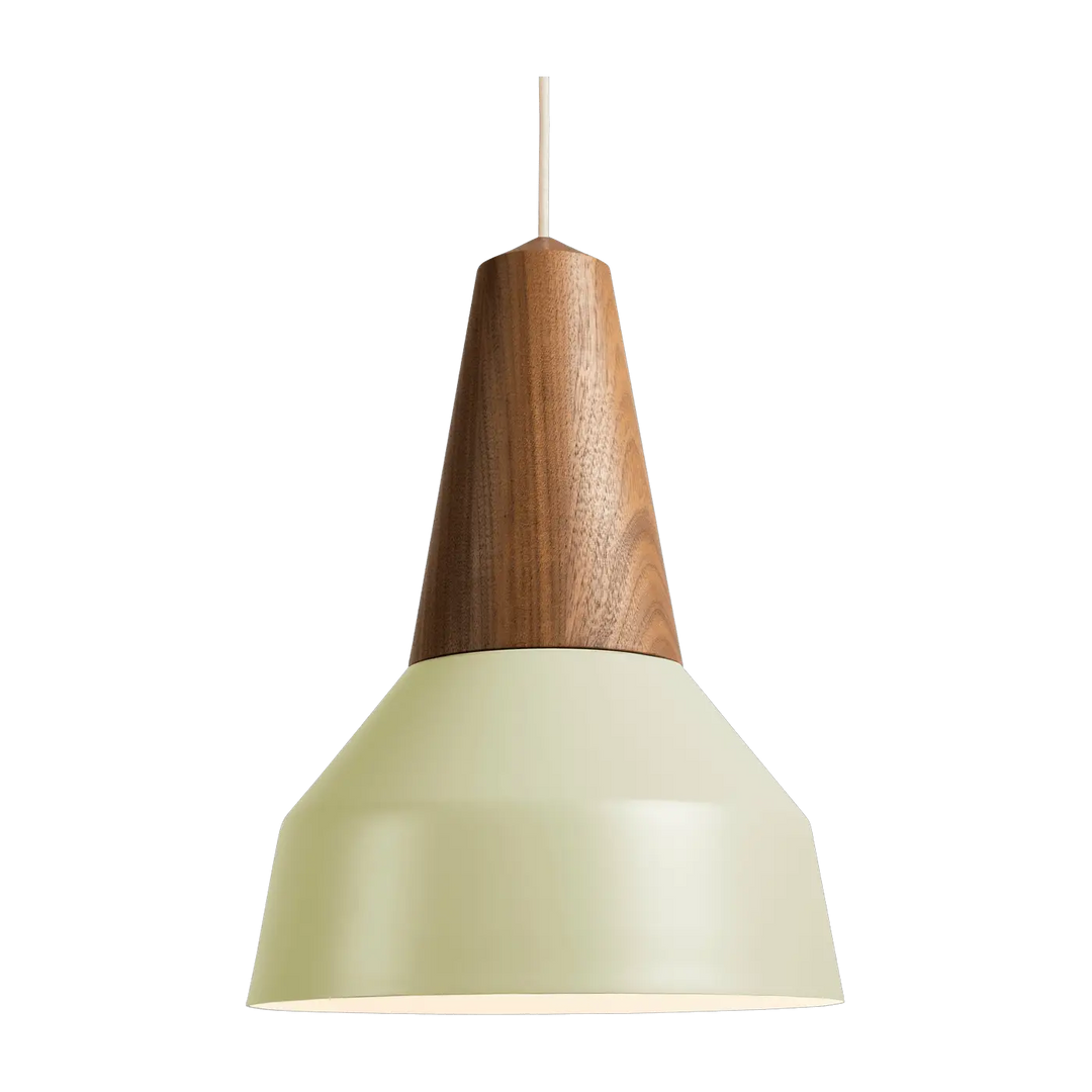 Suspension Eikon Basic en noyer avec abat-jour vert pistache #couleur_vert