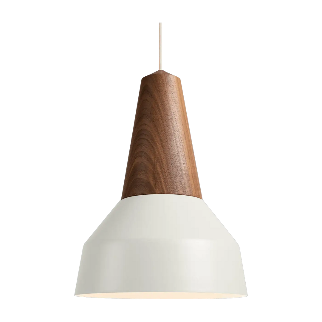 Suspension Eikon Basic en noyer avec abat-jour blanc #couleur_blanc