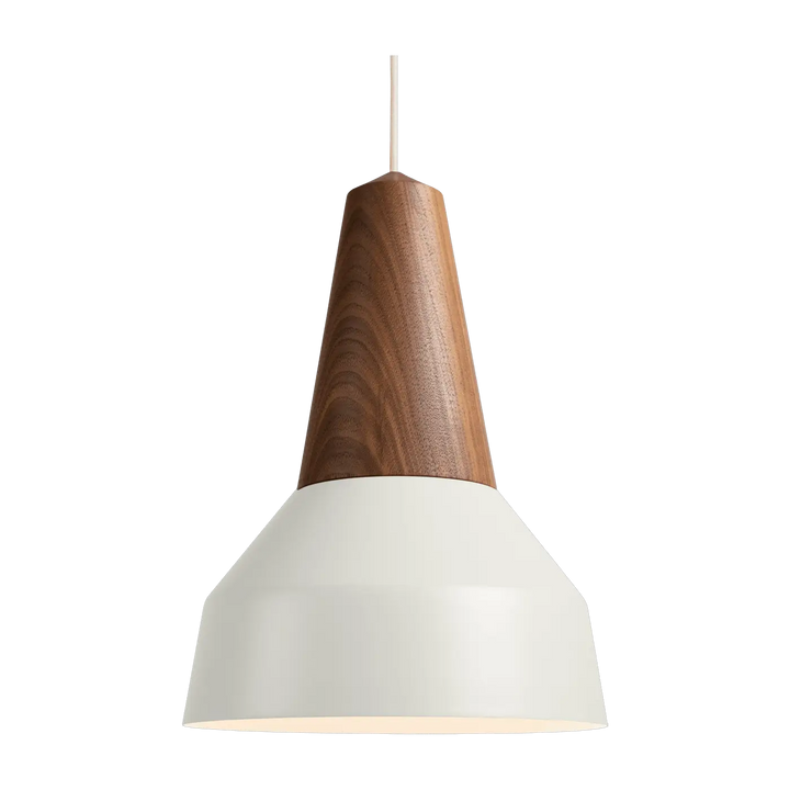 Suspension Eikon Basic en noyer avec abat-jour blanc #couleur_blanc