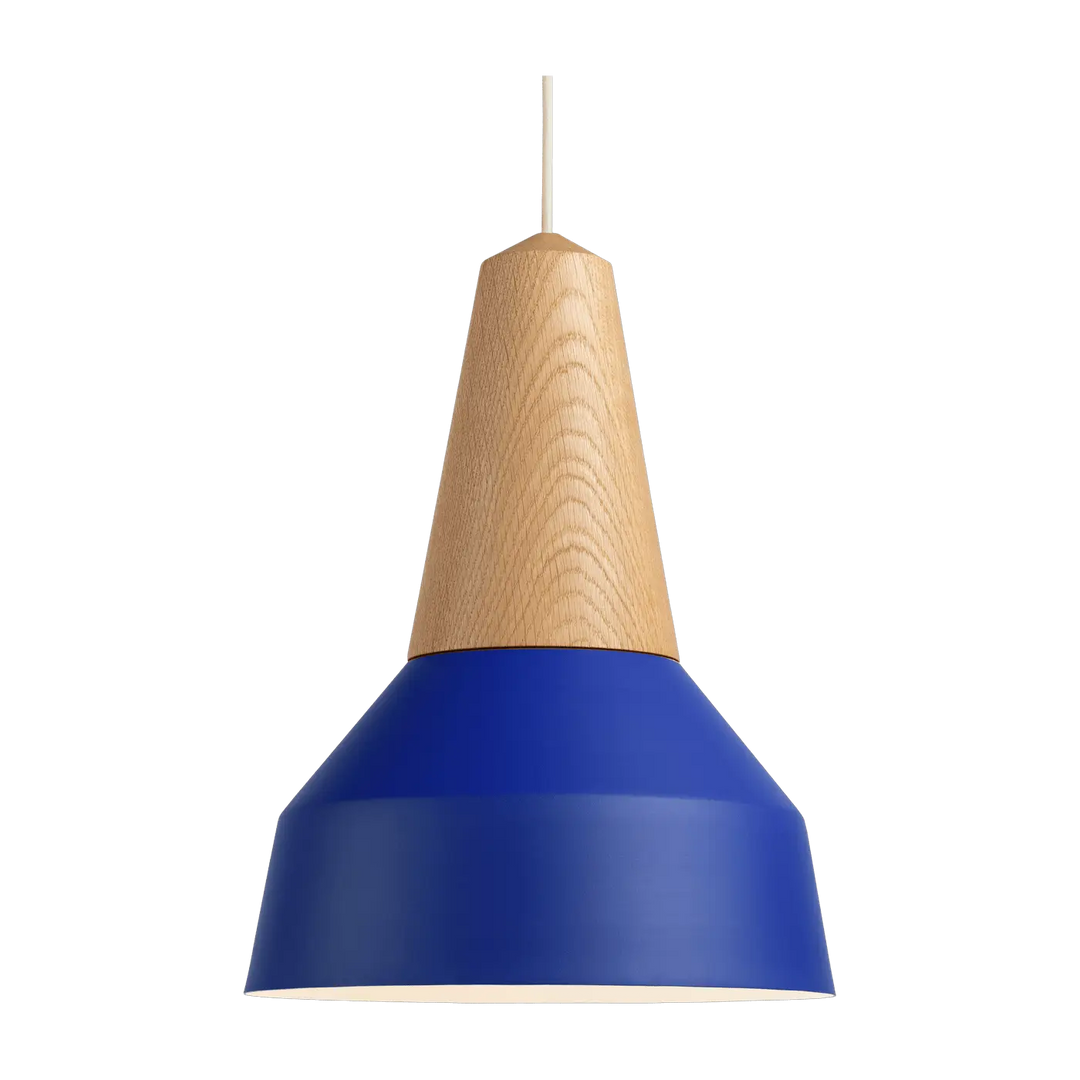 Suspension Eikon Basic en chêne avec abat-jour bleu #couleur_bleu