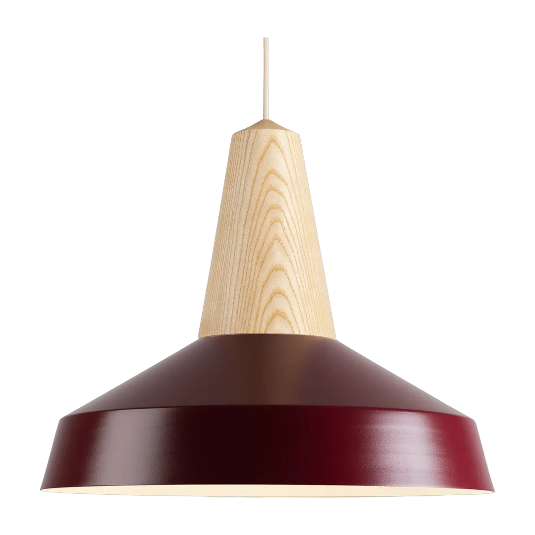 Suspension Eikon Circus en frêne avec abat-jour bourgogne #couleur_rouge