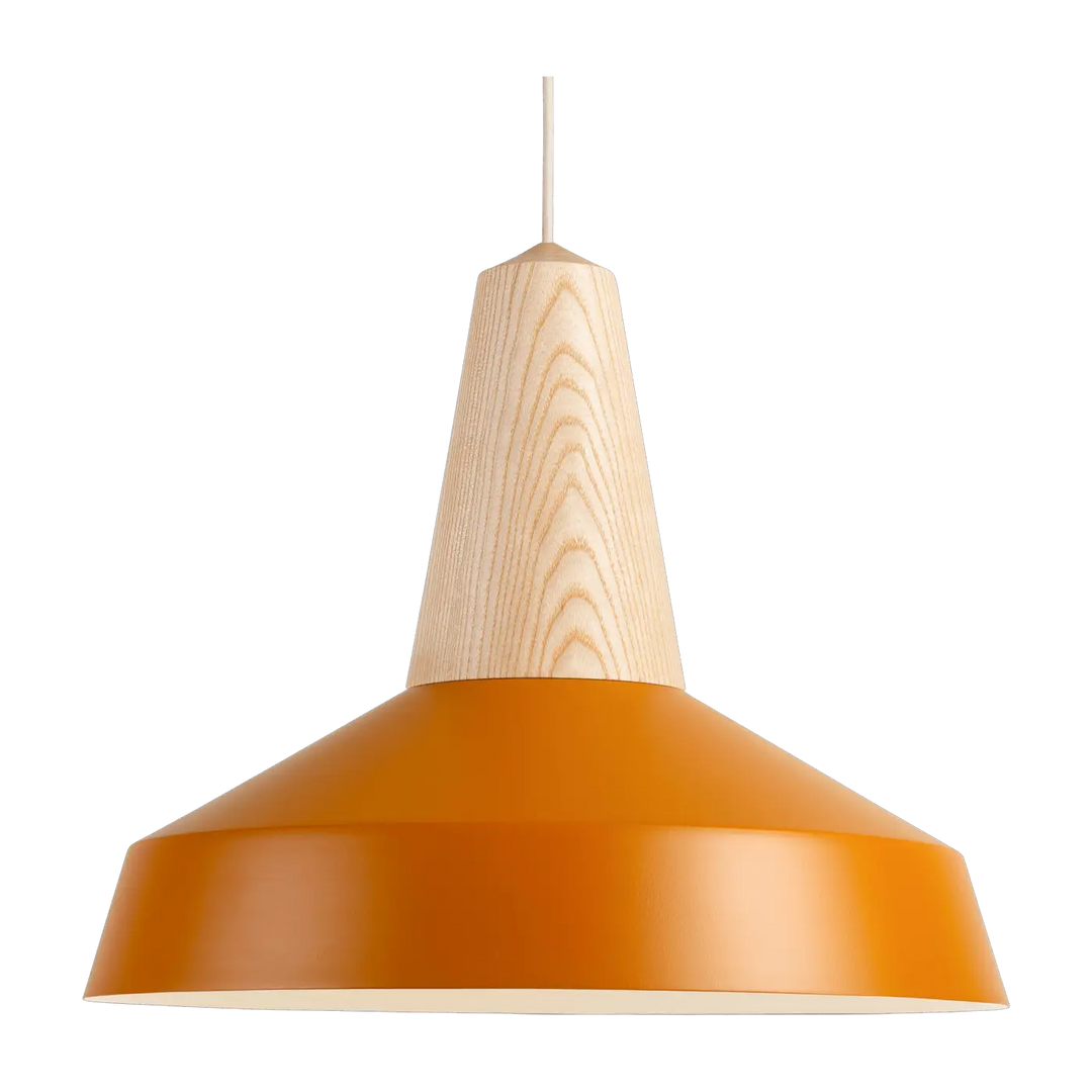 Suspension Eikon Circus en frêne avec abat-jour curcuma #couleur_jaune