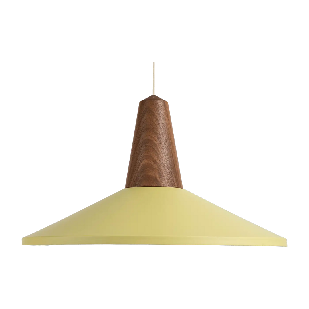 Suspension Eikon Shell en noyer et acier vert olive #couleur_vert