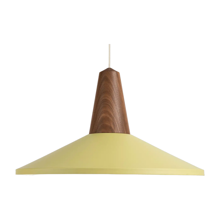 Suspension Eikon Shell en noyer et acier vert olive #couleur_vert