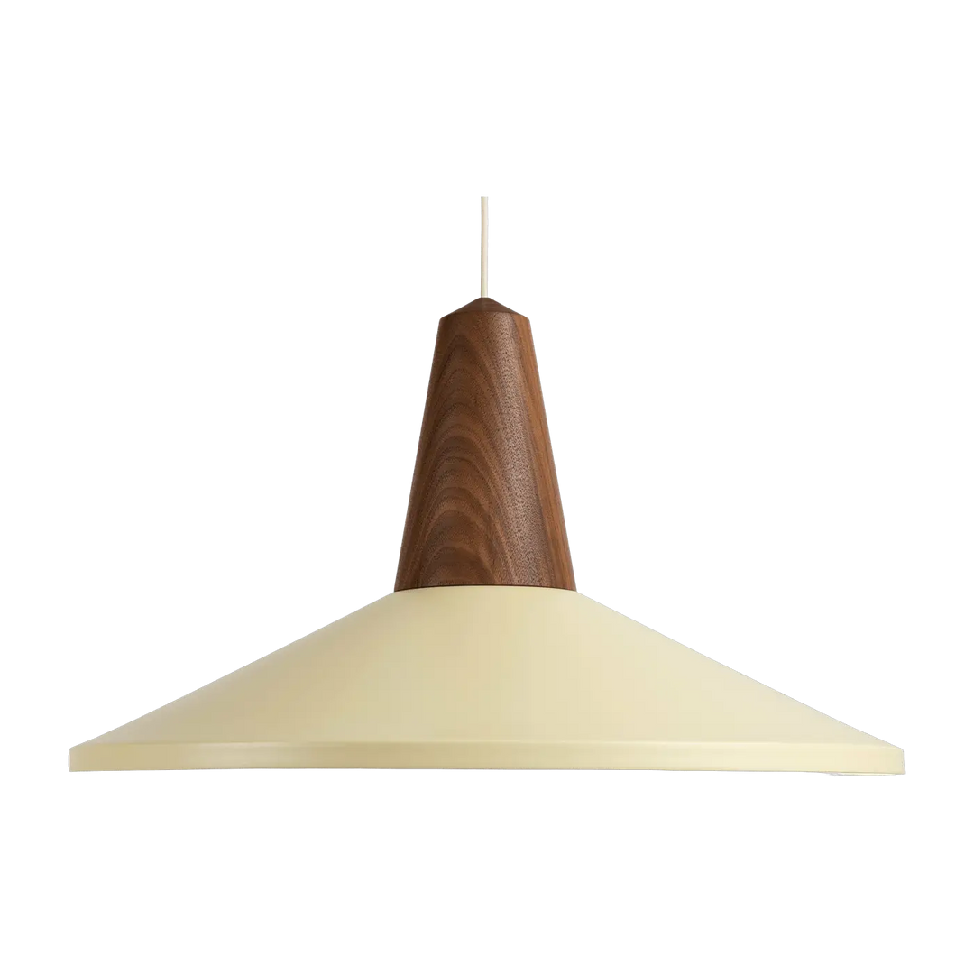 Suspension Eikon Shell en noyer et acier jaune cire #couleur_jaune