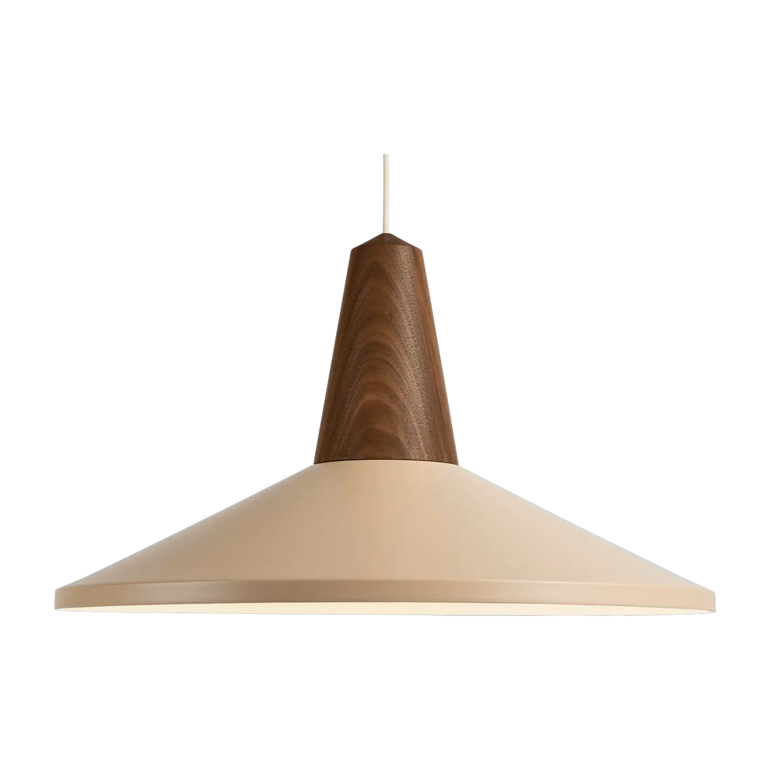 Suspension Eikon Shell en noyer et acier couleur blé #couleur_beige