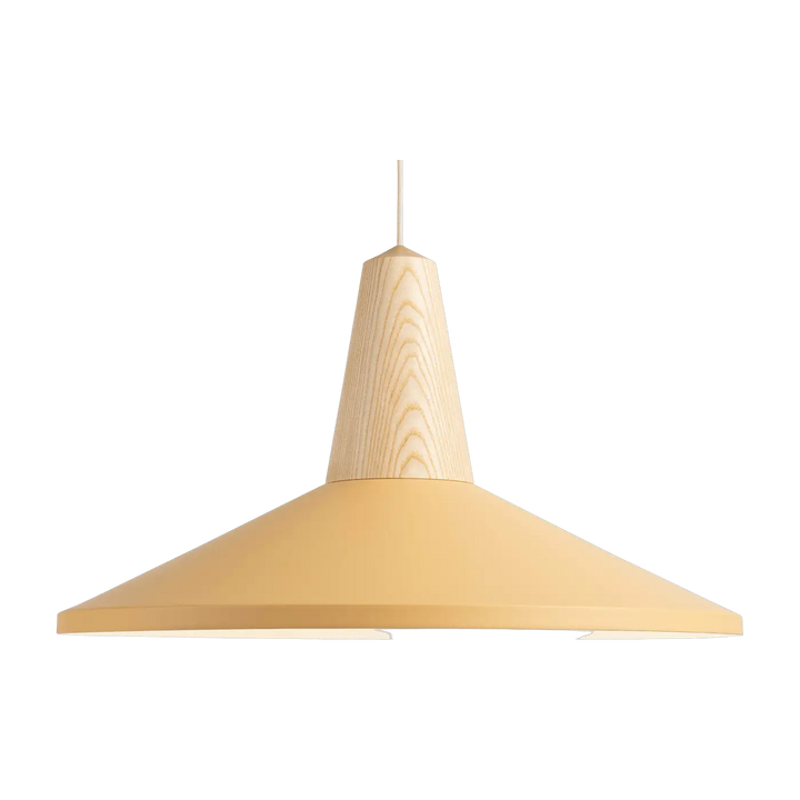 Suspension Eikon Shell en frêne et acier couleur pêche #couleur_orange