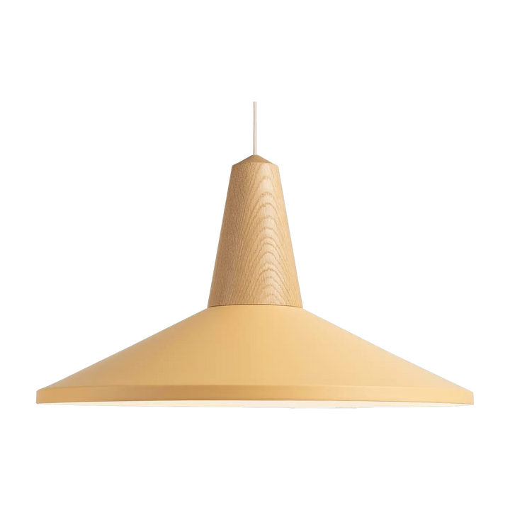 Suspension Eikon Shell en chêne et acier couleur pêche #couleur_orange