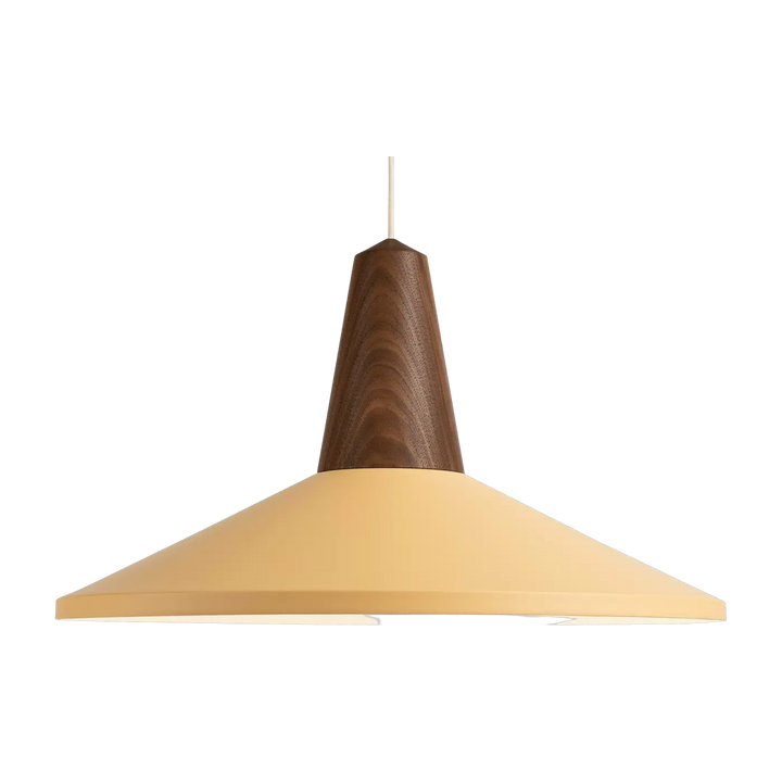 Suspension Eikon Shell en noyer et acier couleur pêche #couleur_orange