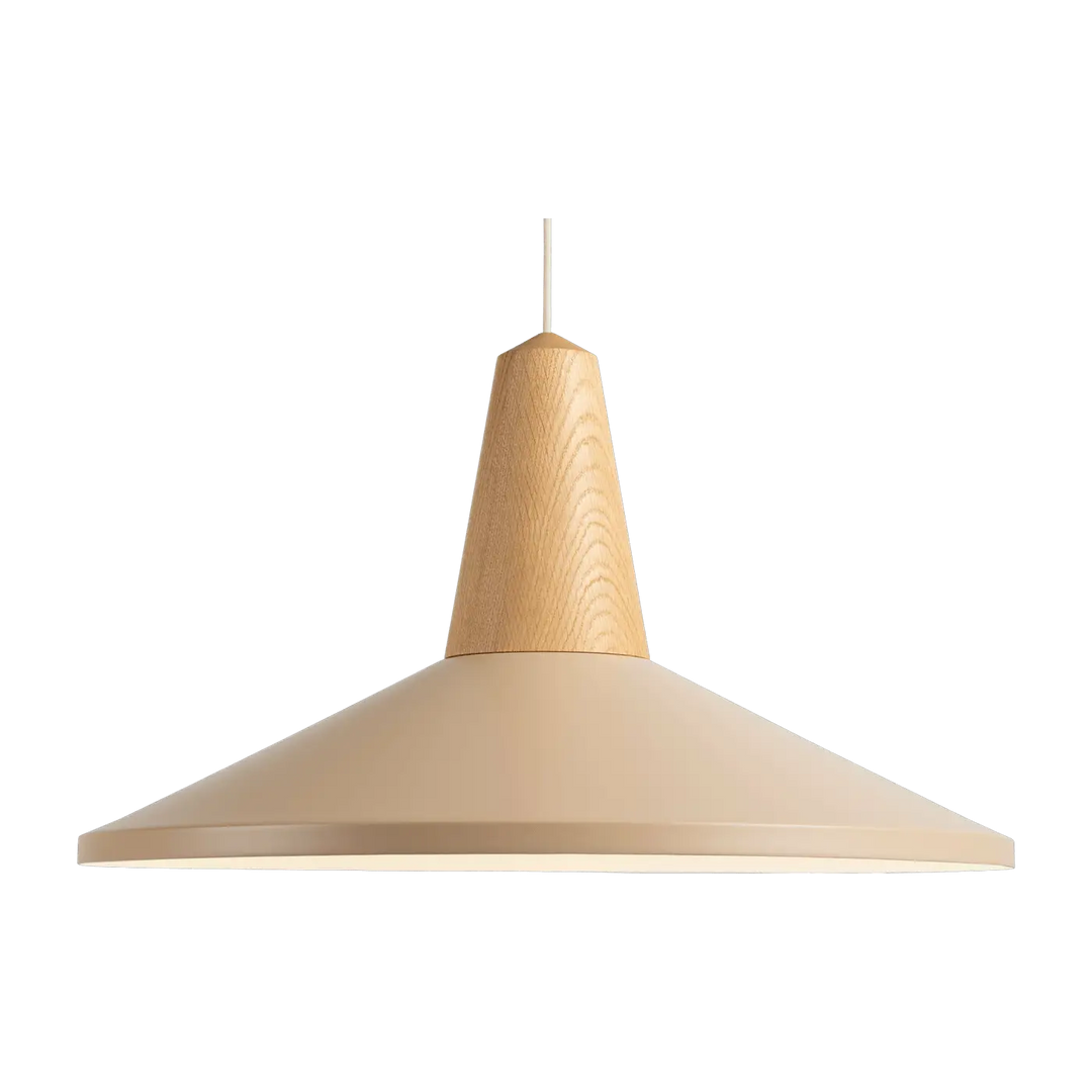 Suspension Eikon Shell en chêne et acier couleur blé #couleur_beige