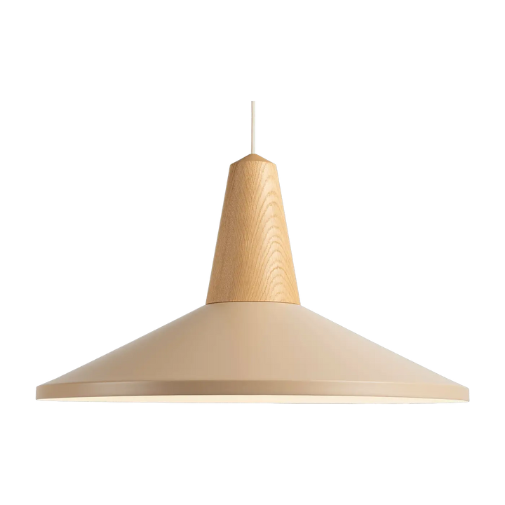 Suspension Eikon Shell en chêne et acier couleur blé #couleur_beige
