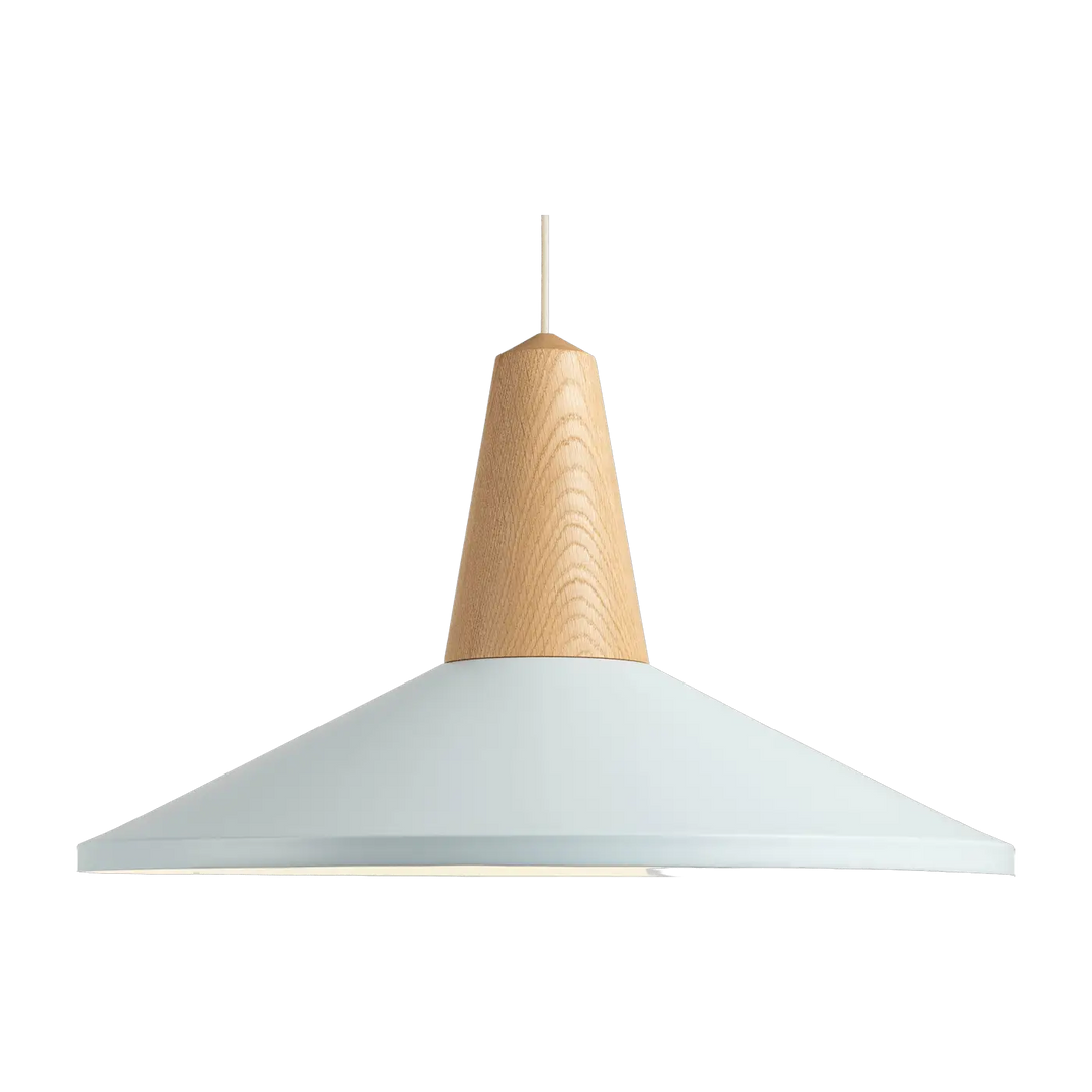 Suspension Eikon Shell en chêne et acier bleu ciel #couleur_bleu