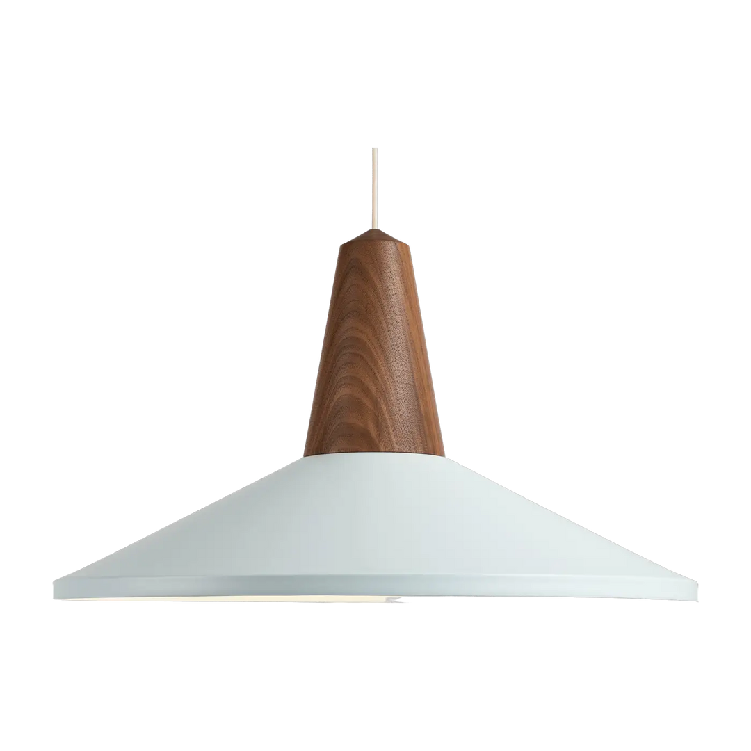 Suspension Eikon Shell en noyer et acier bleu ciel #couleur_bleu