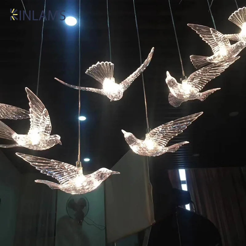 Restaurant Bar Bird Pendant Lamp Hotel Lobby Front Desk Droplight Modern Overhead Light Living Room Exquisite