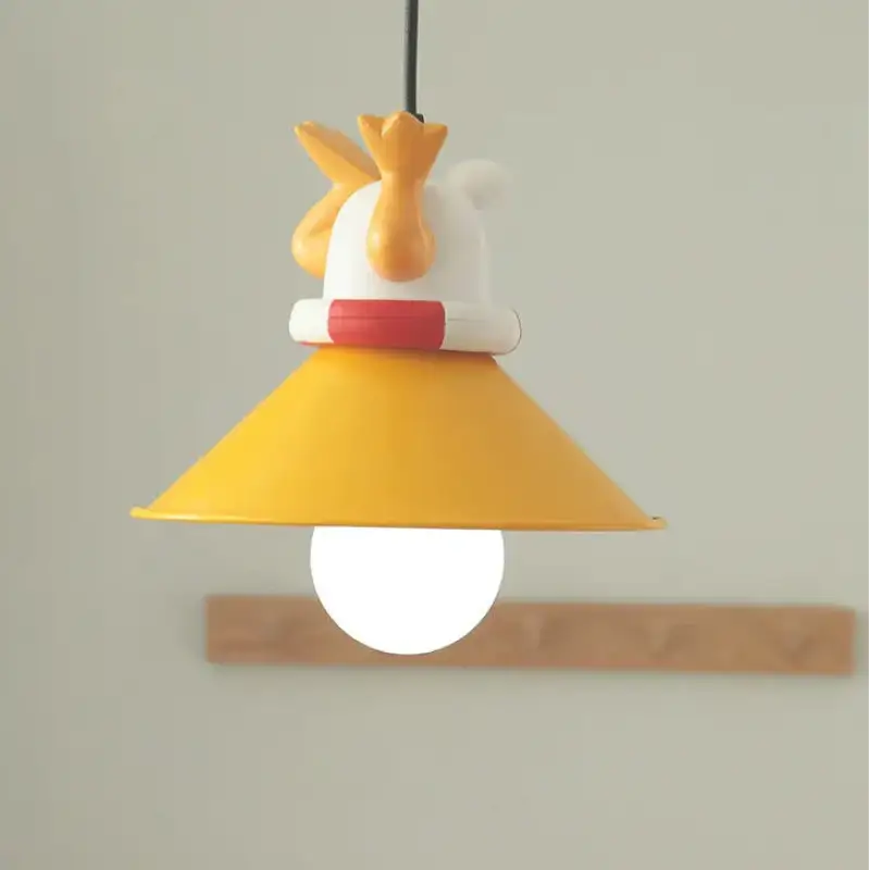 Suspension avec petits chiots décoratifs lampe jaune et blanc