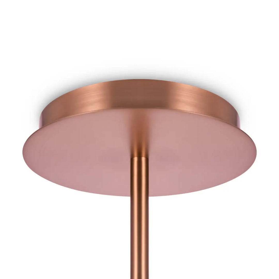 Suspension erich art déco en verre soufflé avec finition rose gold et base circulaire élégante pour plafond