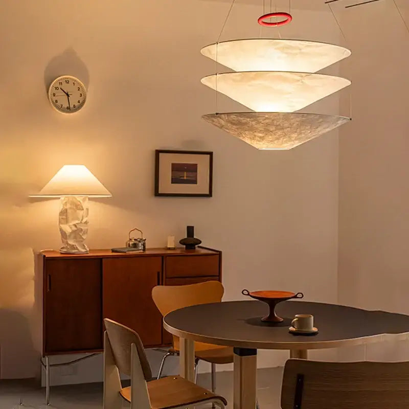 Nordic Minimalist Dupont Paper Wabi Sabi Chandelier Living Dining Room Bedroom Pendant Lamp Restaurant Bar Hanging