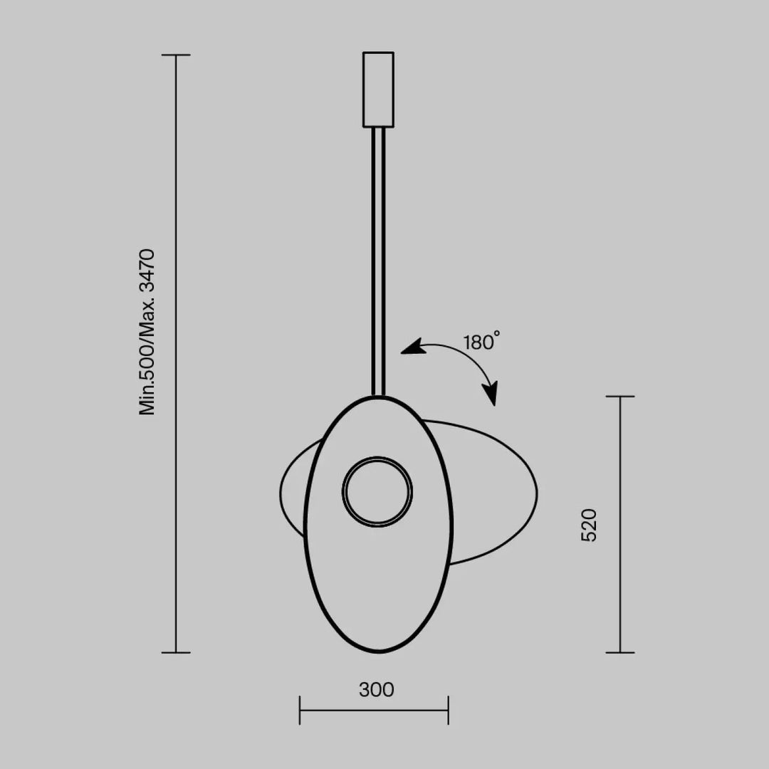 Suspension luminaire evolution double abat-jour avec led intégrée, abat-jour ovale allongé et bras pivotant 180 degrés