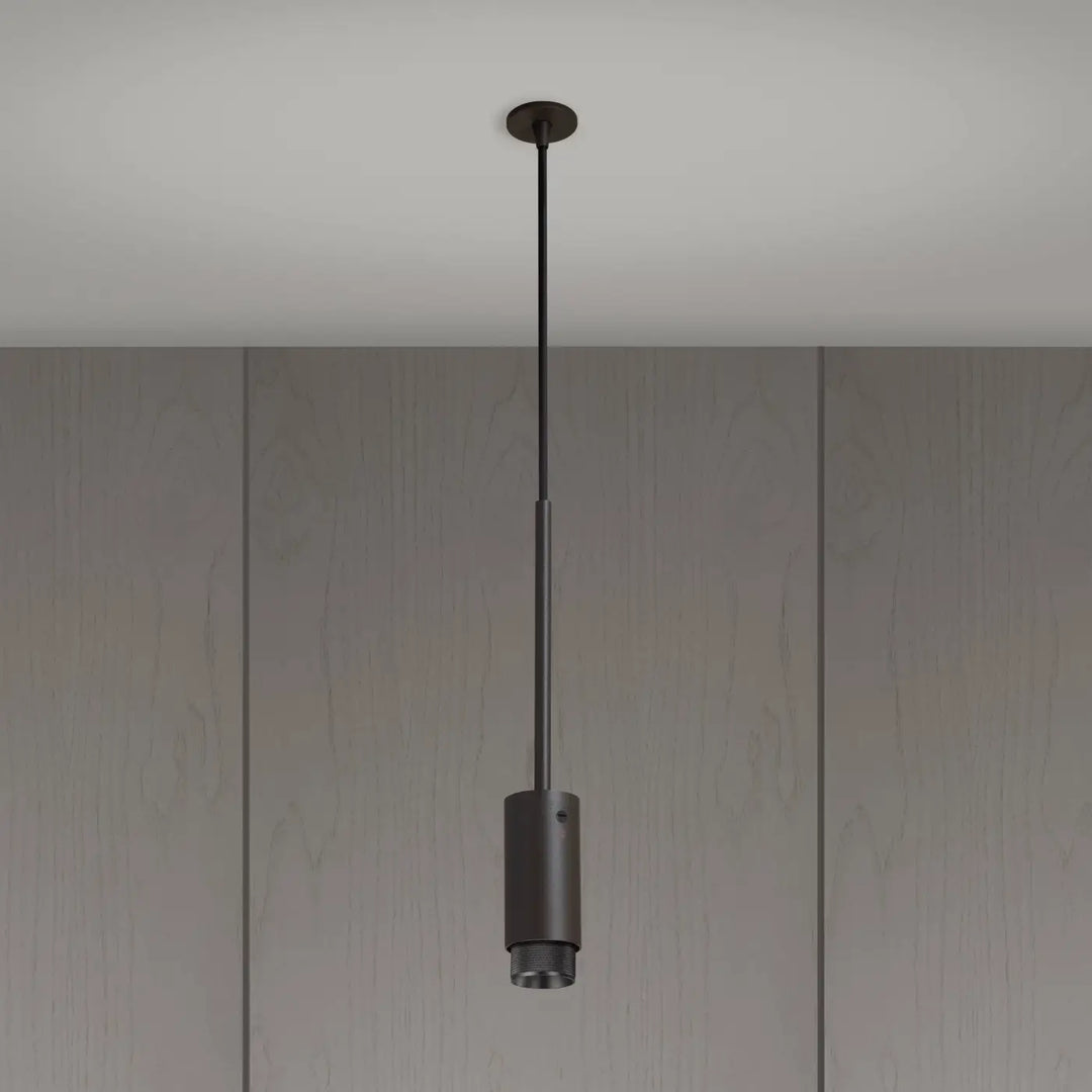 Suspension Exhaust à gravure quadrillée Graphite, déflecteur moleté en bronze fumé #couleur_gris