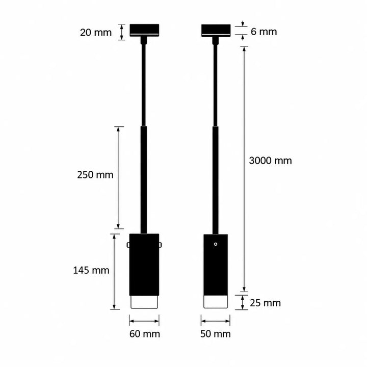 Suspension luminaire exhaust rectangulaire noire avec gravure alignée et design minimaliste précis gravure quadrillée