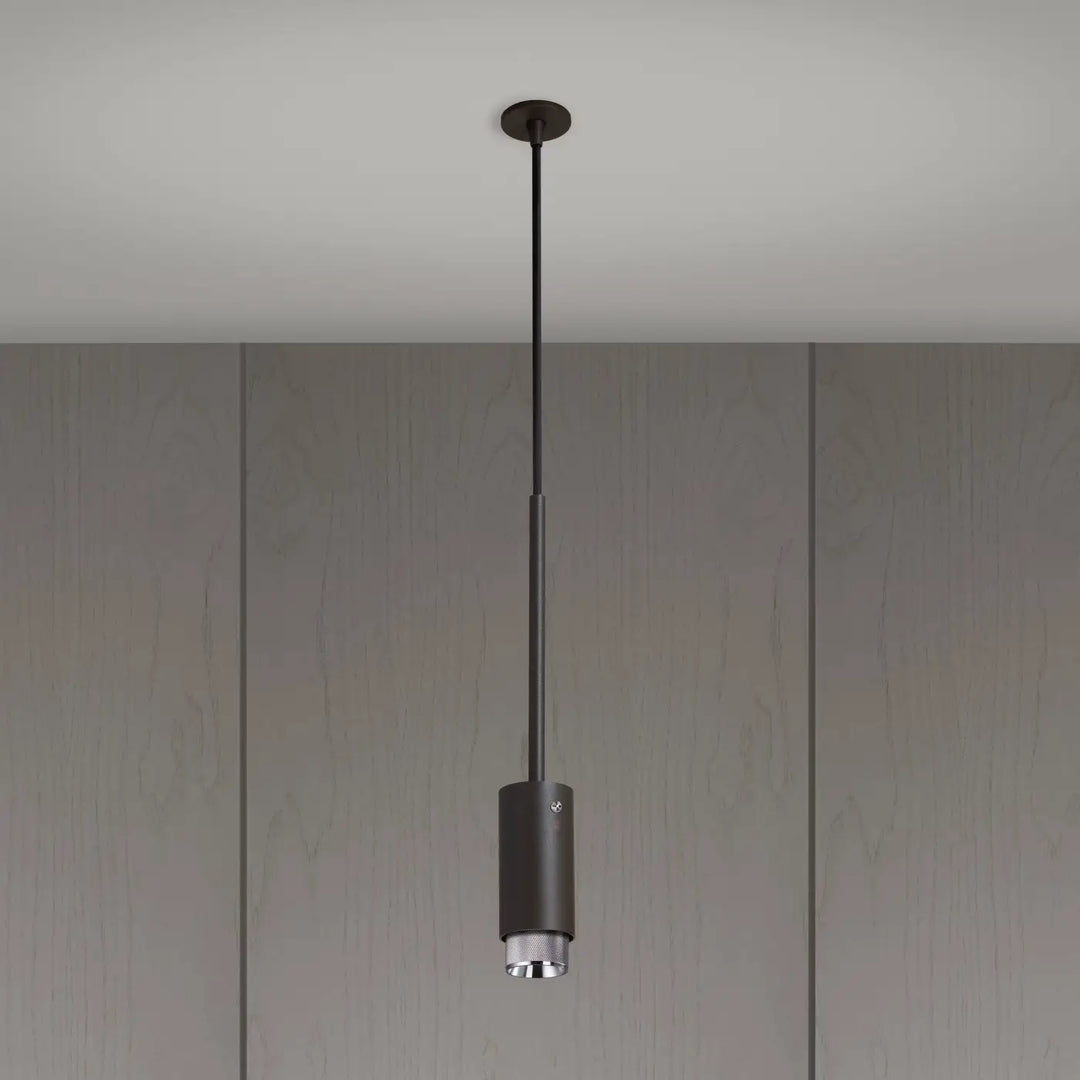 Suspension Exhaust à gravure quadrillée Graphite, déflecteur moleté en acier #couleur_argent