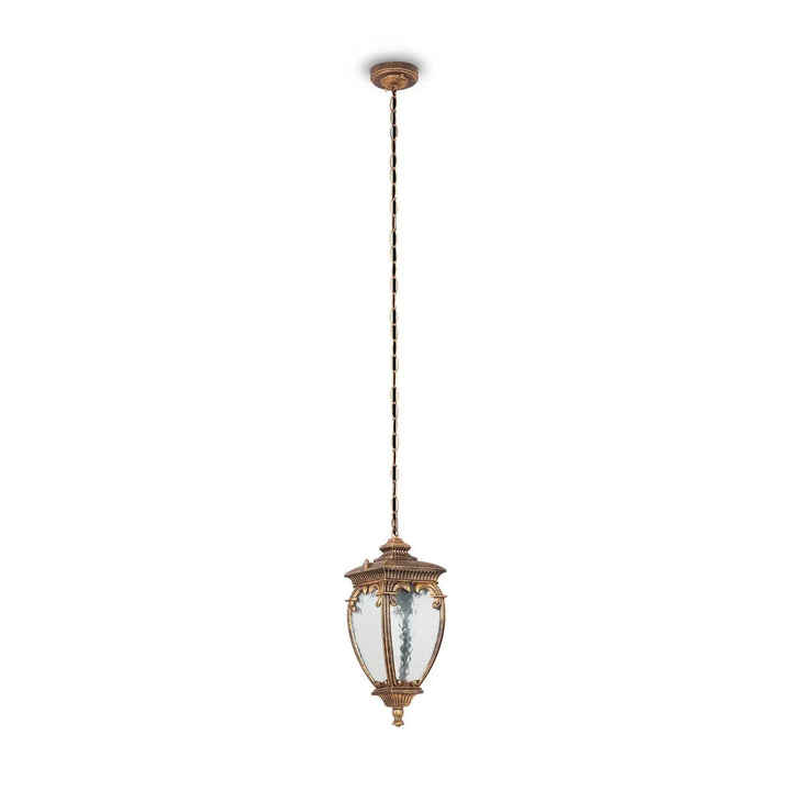 Suspension luminaire fleur lanterne italienne en laiton antique avec verre clair et détails baroque pour extérieur