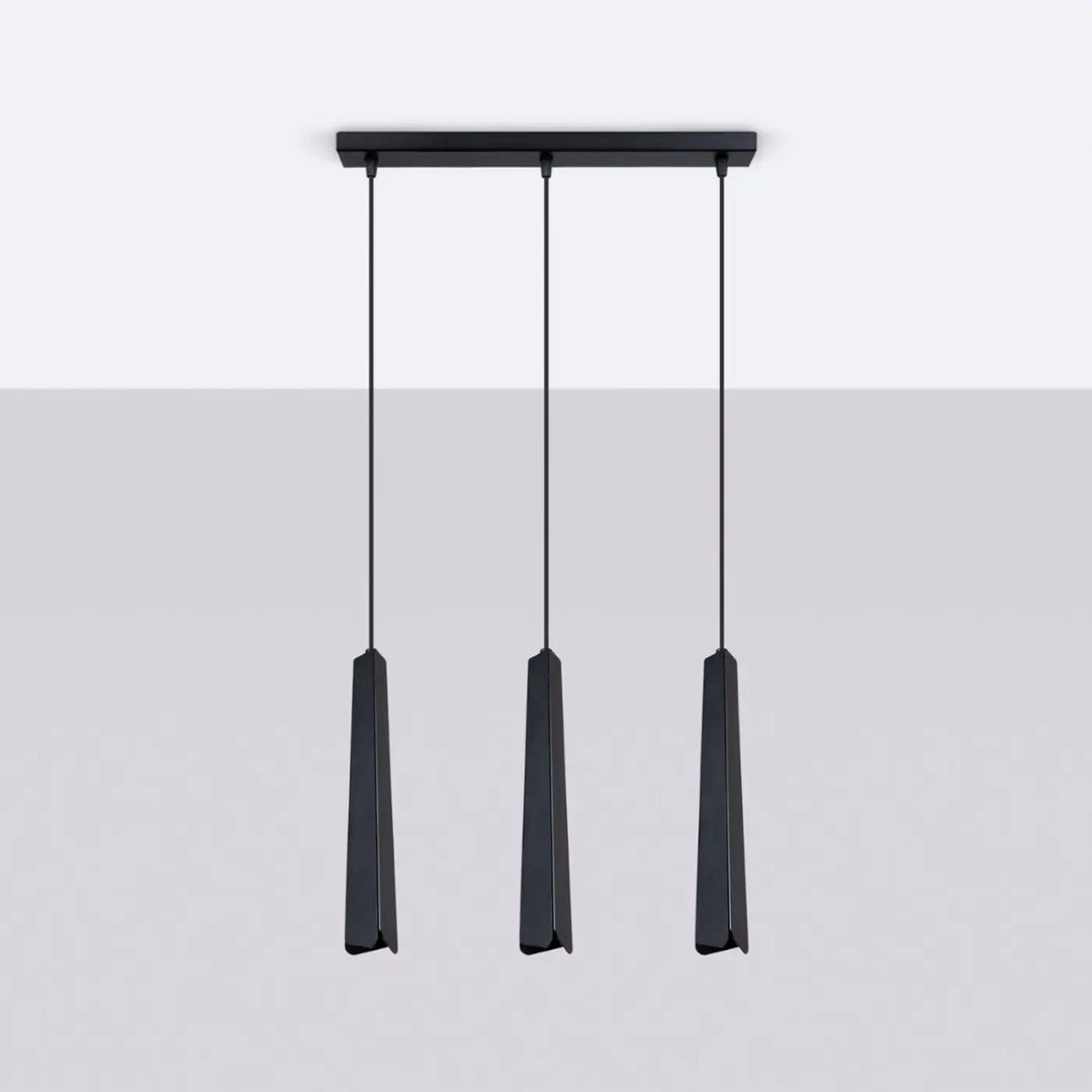 Suspension Luminaire noir éteinte, vue rapprochée