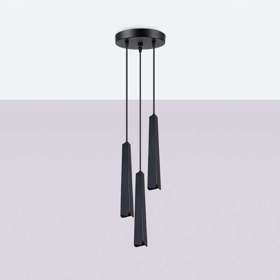 Suspension Luminaire noir éteinte, vue rapprochée